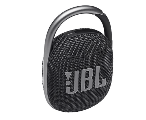 JBL Clip 4, Wireless Ultra Portable Bluetooth Speaker, JBL Pro Sound, Integrated Carabiner, Vibrant Colors with Rugged Fabric Design, Dust & Waterproof, Type C (Without Mic, Black)